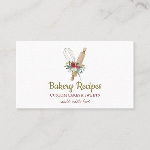 Whisk Rolling Pin Home made Bakery Chef Business Card