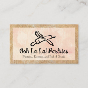 Whisk Rolling Pin Logo   Bakery Business Card
