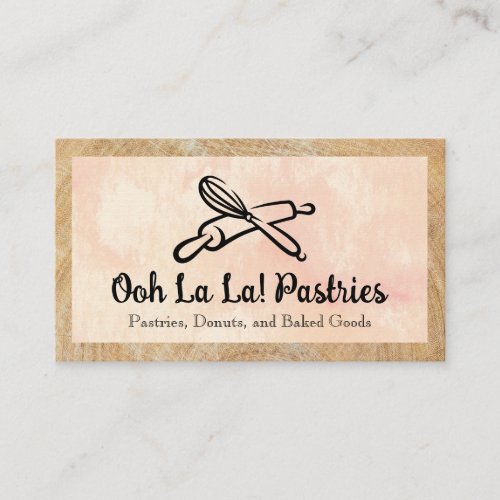 Whisk Rolling Pin Logo  Bakery Business Card