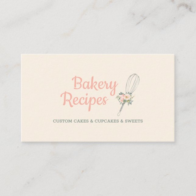 Whisk Signature bakery cute floral Business Card (Front)