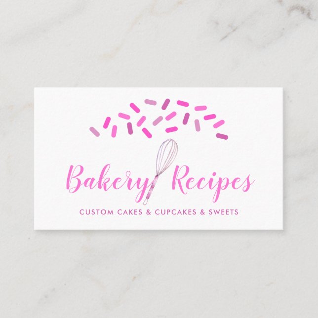 Whisk Signature bakery pink candy Business Card (Front)