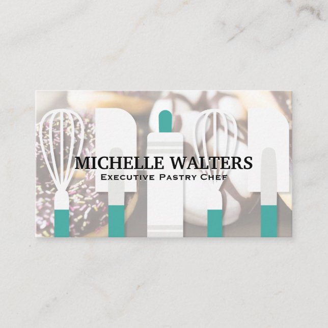 Whisk Spatula Rolling Pin | Donuts Business Card (Front)