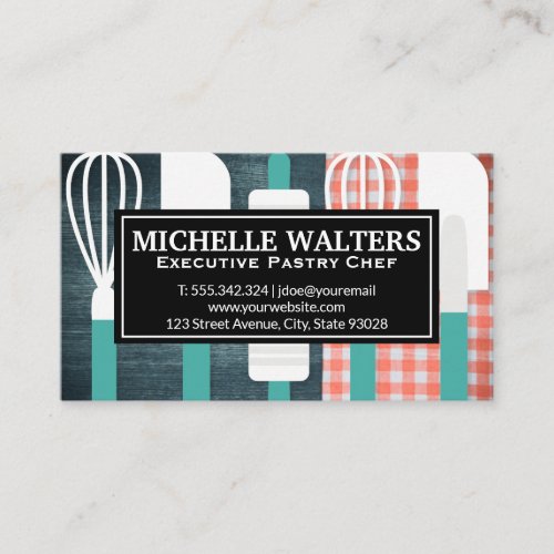Whisk Spatula Rolling Pin  Picnic Table Backgroun Business Card