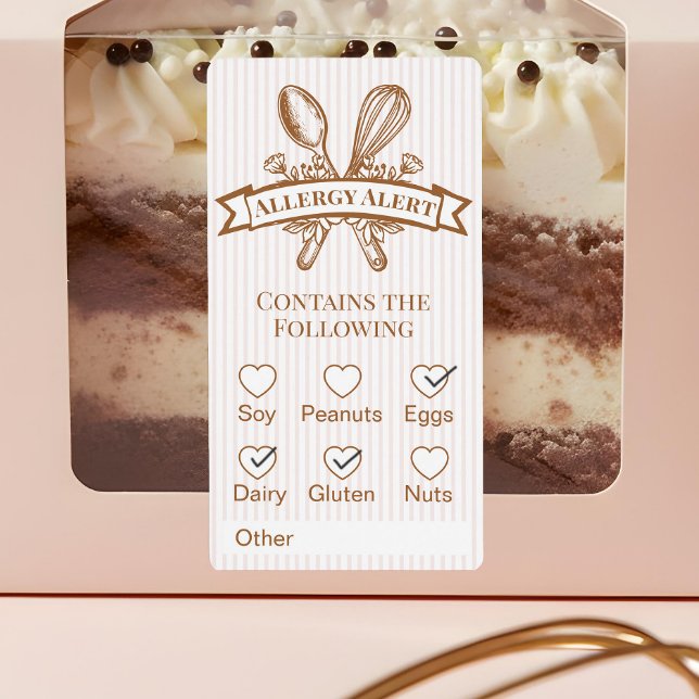 Whisk Spoon Bakery Allergy Alert Baked Goods Food Label (Whisk Spoon Bakery Allergy Alert Baked Goods Food Label)