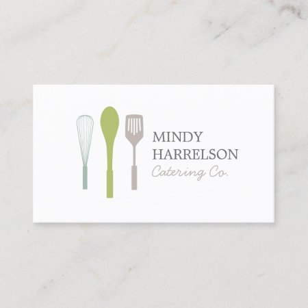 Whisk Spoon Spatula Logo I For Catering, Chef Business Card