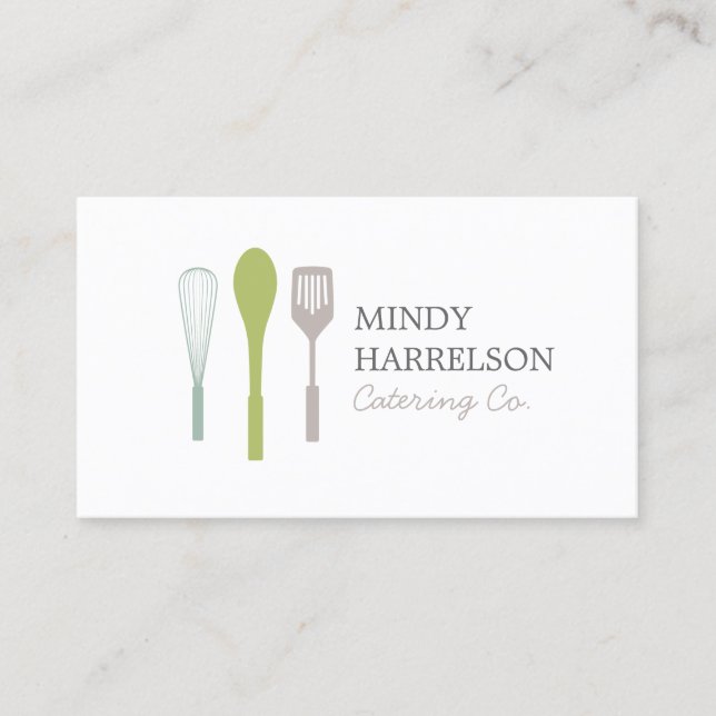 WHISK SPOON SPATULA LOGO I for Catering, Chef Business Card (Front)