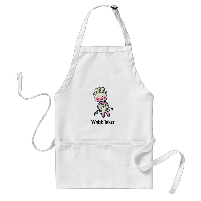 Whisk Taker Pig - Funny Chef Design Adult Apron (Front)