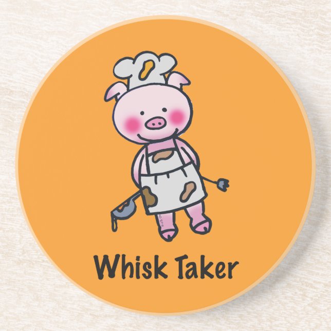 Whisk Taker Pig - Funny Chef Design Coaster (Front)