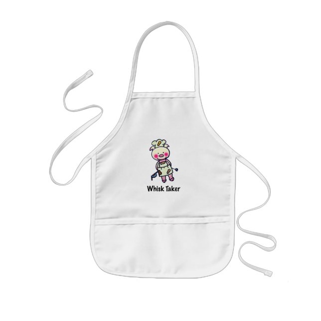 Whisk Taker Pig - Funny Chef Design Kids' Apron (Front)