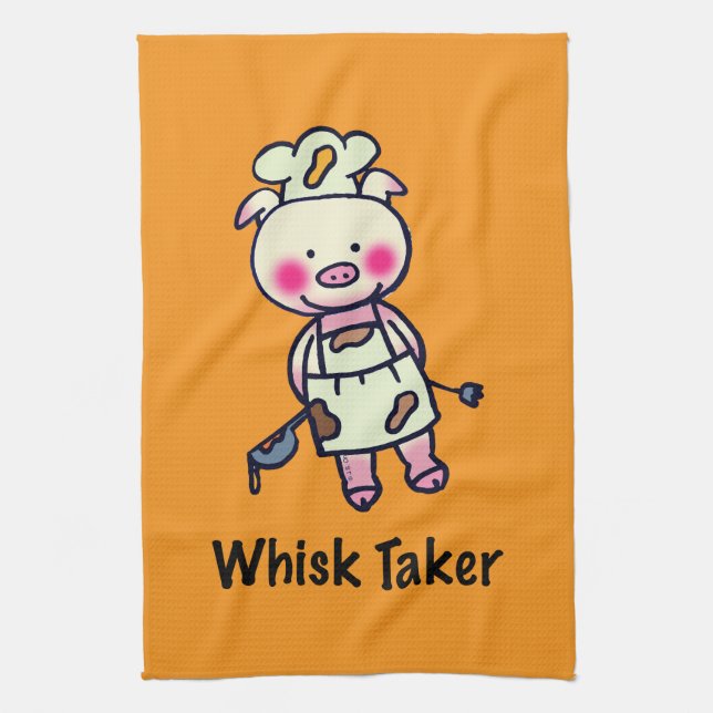 Whisk Taker Pig - Funny Chef Design Kitchen Towel (Vertical)