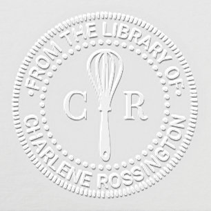 Whisk Utensil 2 Initial Monogram Library Book Nam Embosser