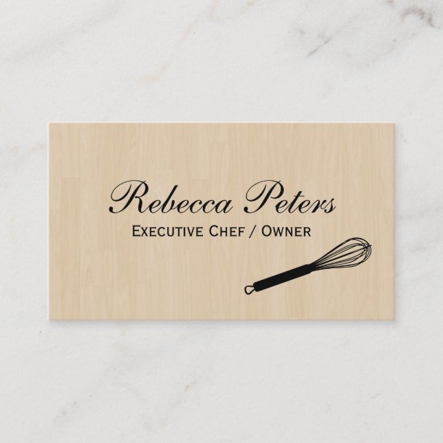 Whisk variation | Culinary Master | Wood Grain Business Card (Front)