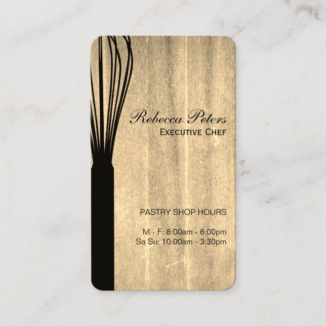 Whisk variation Culinary Master Wood Texture Business Card (Front)