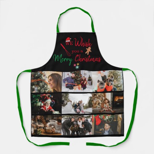Whisk you Merry Christmas Custom 9 Photo Collage   Apron