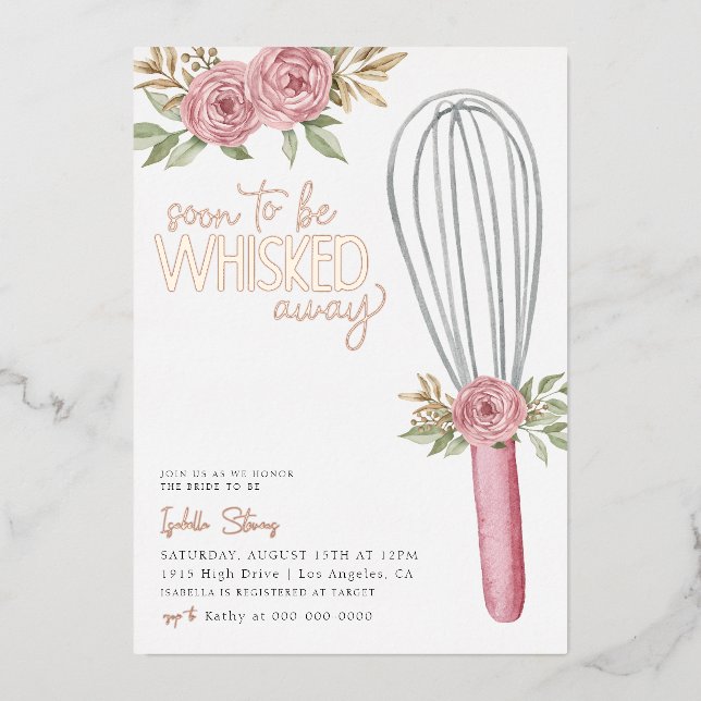 Whisked Away Baking Bridal Shower Foil Invitation (Front)