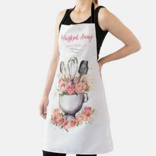 Whisked Away Baking Mixer Bowl Roses Bridal Shower Apron