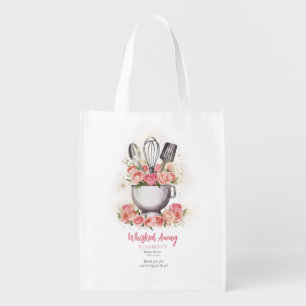 Whisked Away Baking Mixer Bowl Roses Bridal Shower Grocery Bag