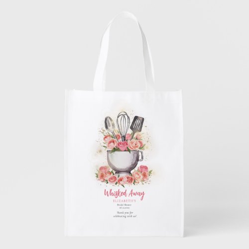 Whisked Away Baking Mixer Bowl Roses Bridal Shower Grocery Bag