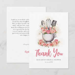 Whisked Away Baking Mixer Bowl Roses Bridal Shower Thank You Card