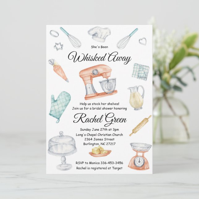Whisked Away Kitchen Bridal Shower Invitation (Standing Front)