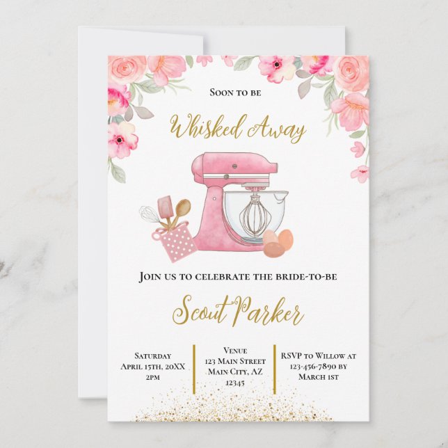 Whisked Away Pink Bridal Shower Invitation (Front)