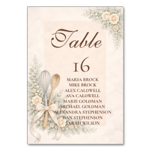 Whisked Away Rustic Baking Bridal Shower Table Number
