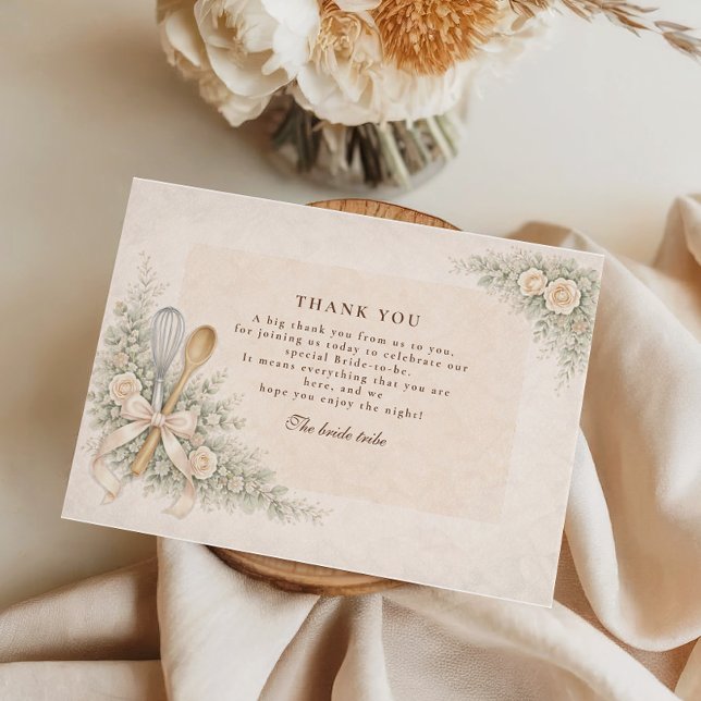 Whisked Away Rustic Baking Bridal Shower Thank You Card (Creator Uploaded)