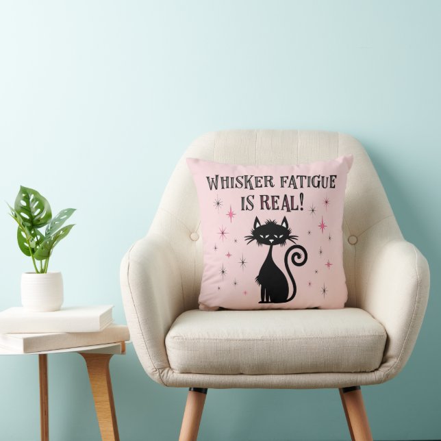 Whisker Fatigue Is Real Funny Cat Saying Throw Pillow (Chair)