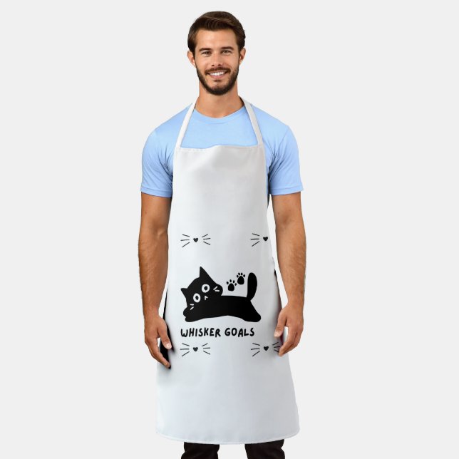 Whisker Goals Cat Silhouette Apron (Worn)