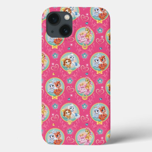 Whisker Haven  Hearts Hooves Paws Pattern iPhone 13 Case
