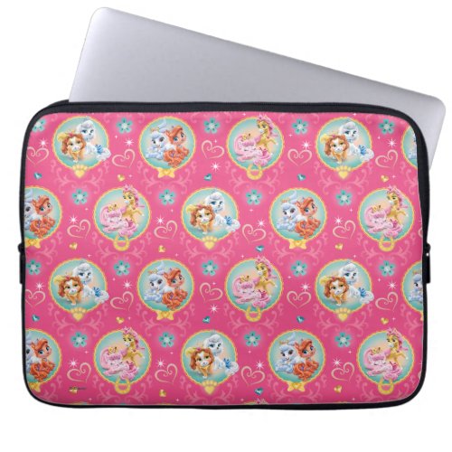Whisker Haven  Hearts Hooves Paws Pattern Laptop Sleeve