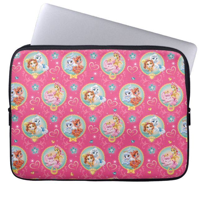 Whisker Haven | Hearts Hooves Paws Pattern Laptop Sleeve (Front)
