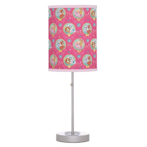 Whisker Haven  Hearts Hooves Paws Pattern Table Lamp
