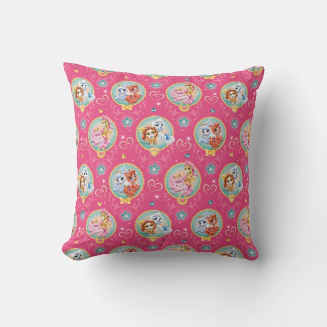 Whisker Haven | Hearts Hooves Paws Pattern Throw Pillow (Front)