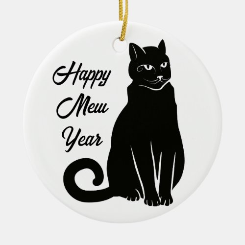 Whisker in Time Happy Mew Year Ceramic Ornament