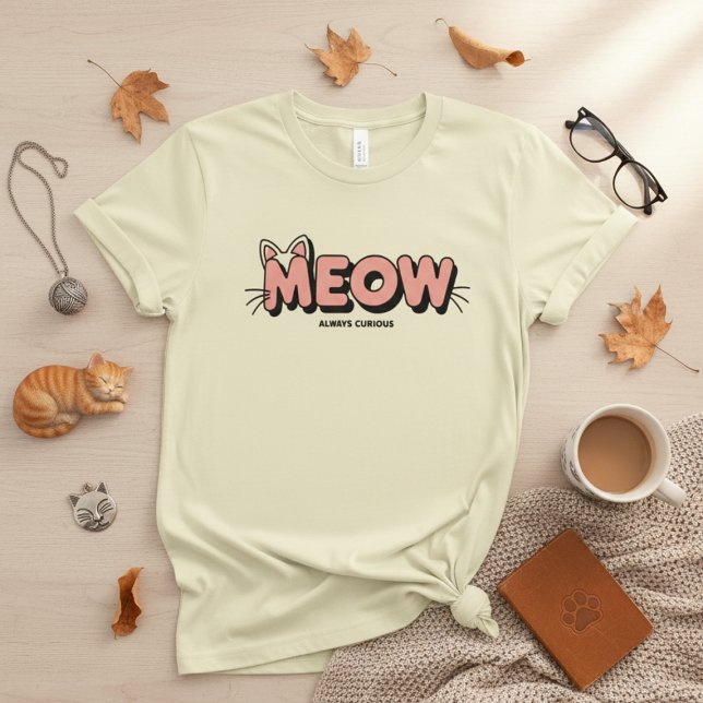 Whisker Typography Design – MEOW Minimal Cat T-Shirt (Creator Uploaded)
