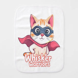 Whisker Warriors – Pastel Hero Cat Baby Burp Cloth