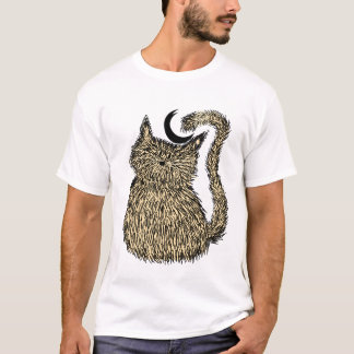 Whisker Whimsy: The Fluffy Night Cat T-Shirt