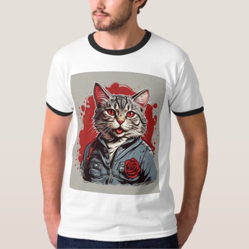 Whisker Whimsy Vintage_Inspired Comic Cat T_Shirt