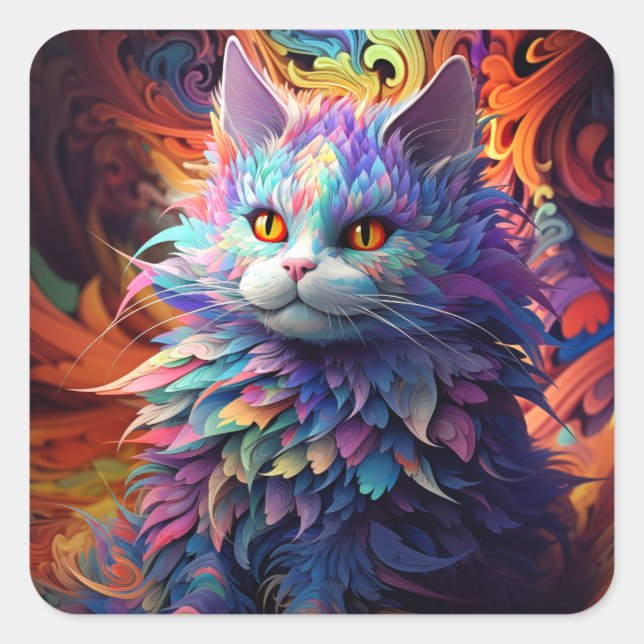 Whisker Wonder Square Sticker (Front)