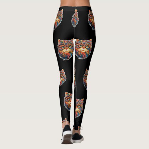 Whisker Wonderland Colorful Cat Face Leggings