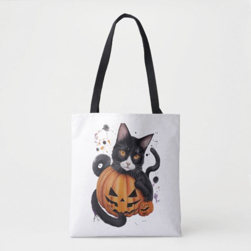 Whisker Wonderland Halloween Cat Portrait   Tote Bag