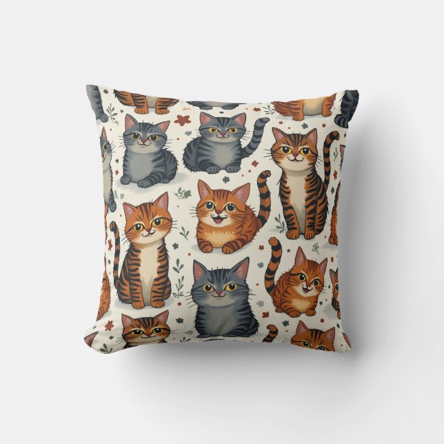 Whisker Wonderland Throw Pillow (Front)