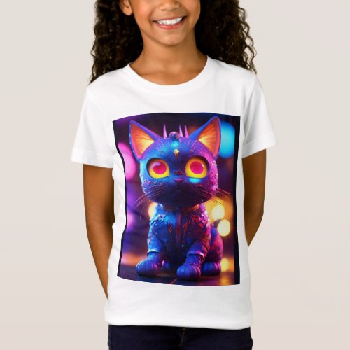 Whisker Wonders Girls Enchanting Cat Graphic Te T_Shirt