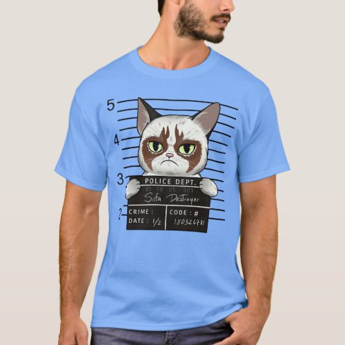 Whiskered Bandit Cat Mugshot Collection T_Shirt