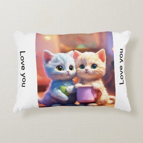 Whiskered Bliss Adorable Baby Cat Couple Pillow 