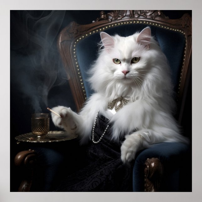 Whiskered Cat Wonders: Digital Cat Portraits Poster (Front)