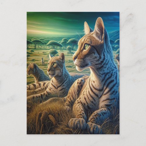 Whiskered Companions in Meadow Postcard