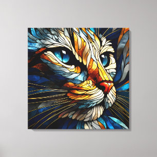 Whiskered Elegance - AI-generated Cat Canvas Print
