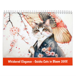 Whiskered Elegance – Geisha Cats in Bloom Calendar